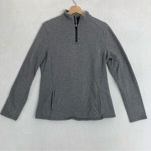 Lands' End Cozy Lightweight Sweatshirt Women's Size M Pullover Gray Zip Collar